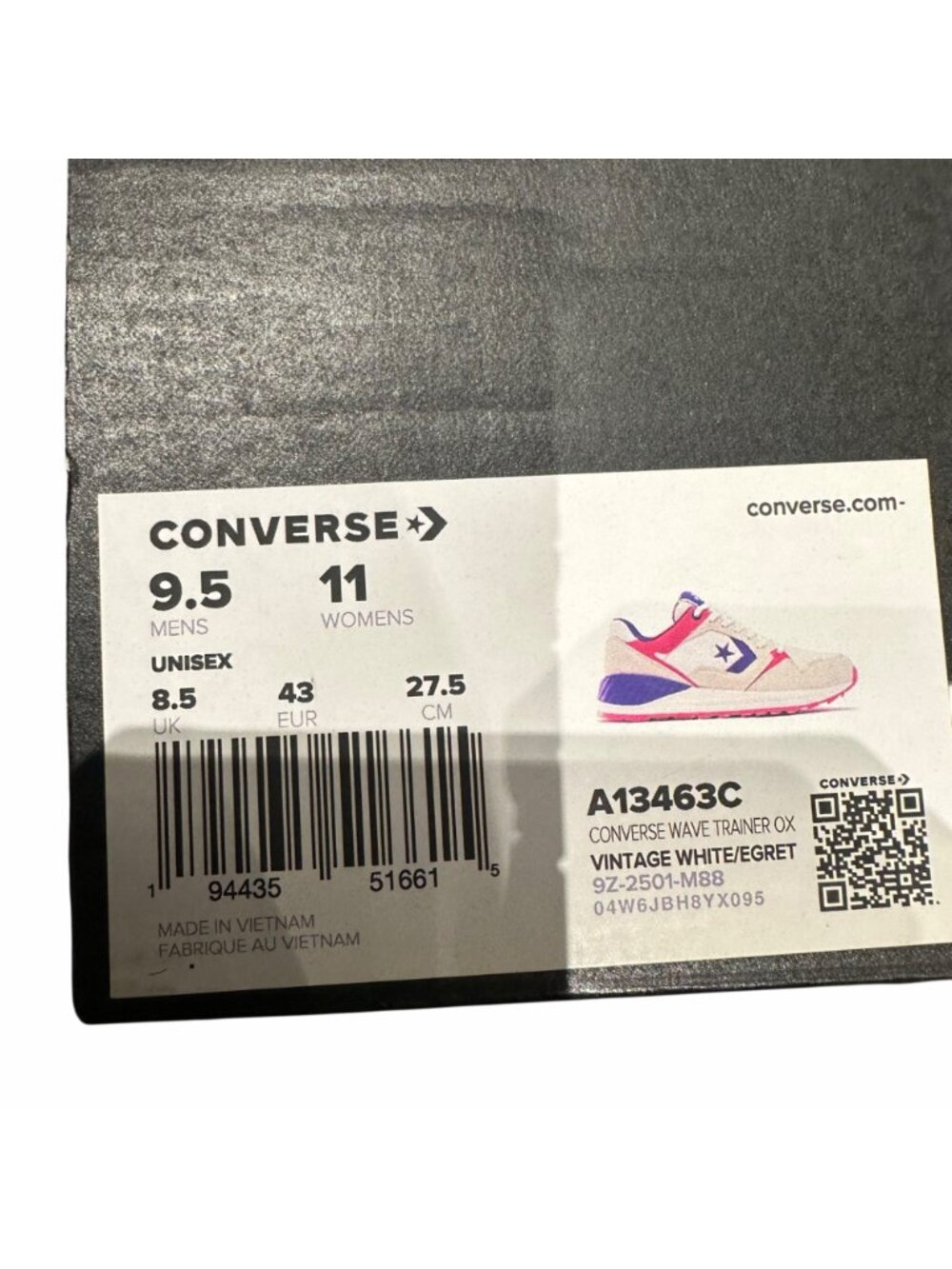 Converse Wave Trainer OX Vintage Low 9.5 Mens shoes Sneaker White Purple A13463C - Picture 8 of 10
